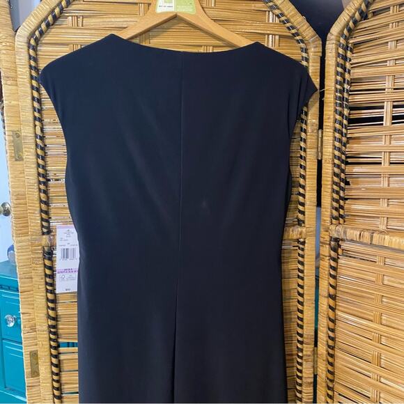 Evan Picone Black Sheath knee length faux wrap dress NWT size 6 - Picture 12 of 12